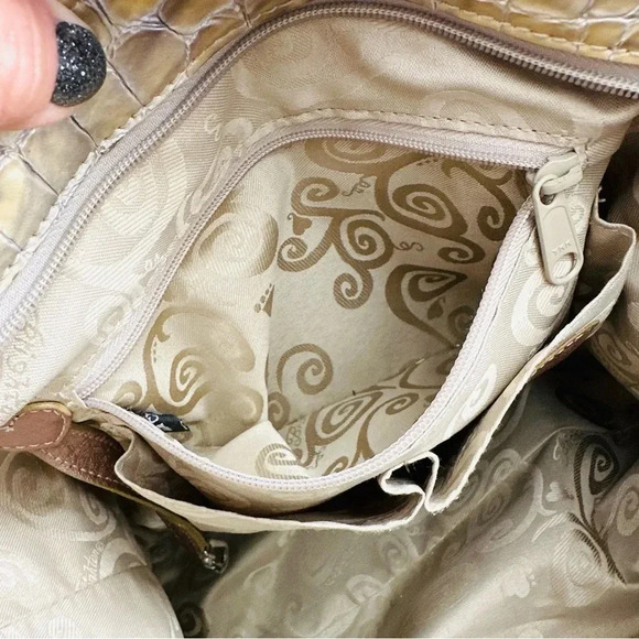 Brighton Cher Rare/Retired Bronze Croc Embossed Leather Shoulder Bag - Picture 12 of 13